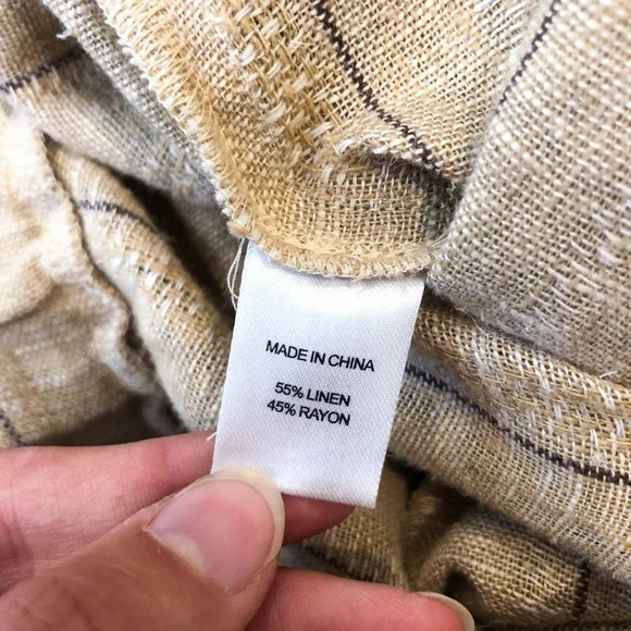 DREW Linen-Blend Tie Front V Neck Striped Jumpsuit - Picture 12 of 14